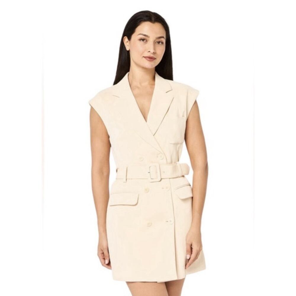 Sandro Alexine Sleeveless Mini Blazer Dress Beige Size 38
